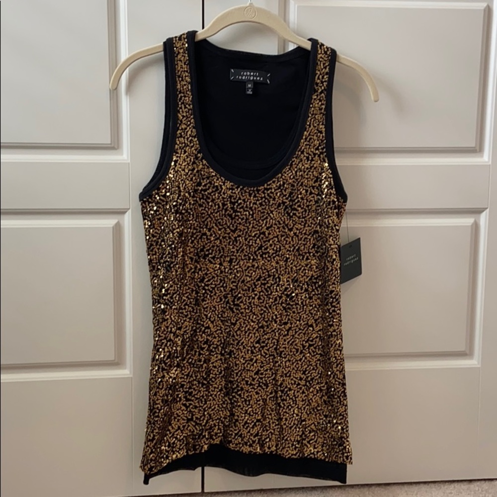 gold sequin robert rodriguez tank top